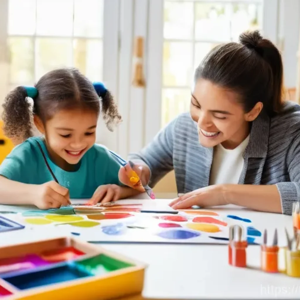 터닝메카드 DIY 메카니멀 제작법 - A joyful 7-year-old child and a parent, sitting at a well-lit table, engaged in a DIY project. The c...